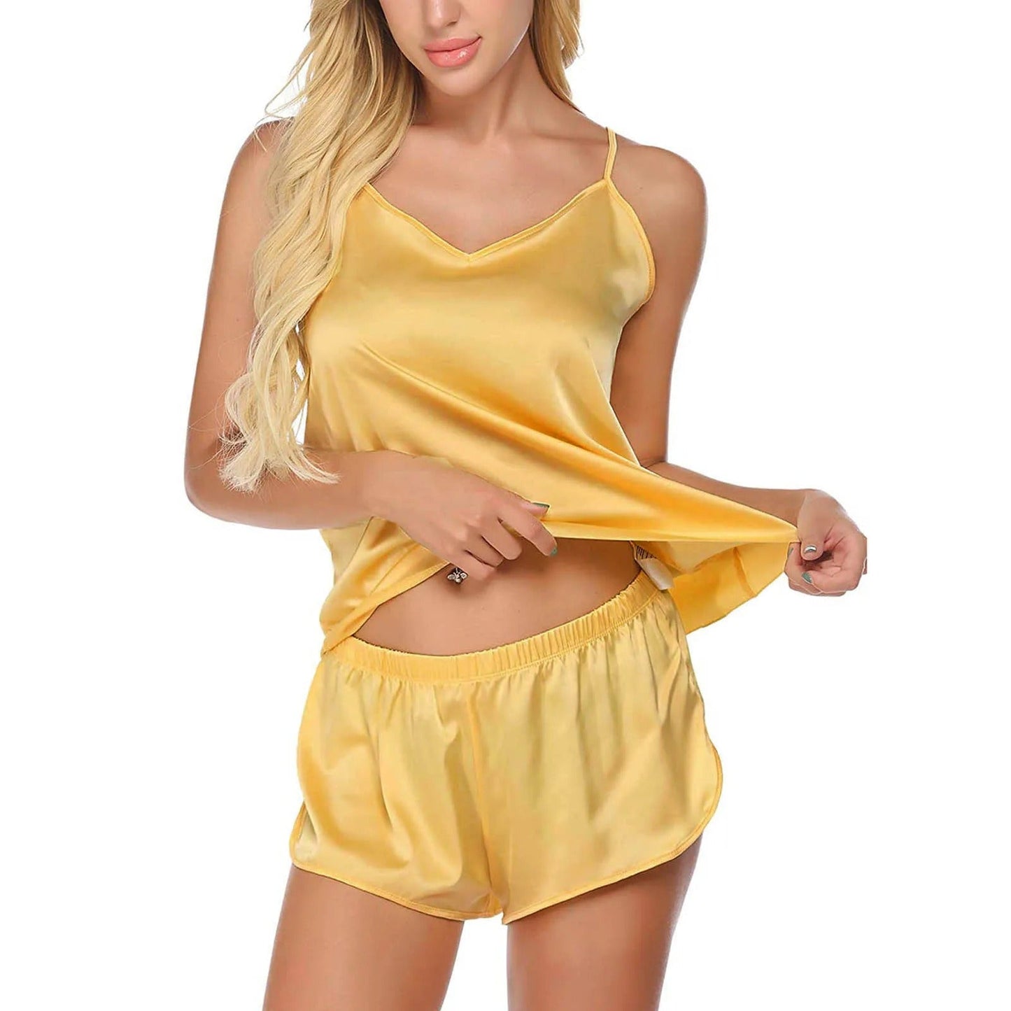 Luxurious & Romantic Sleepwear - Elegant Silk Honeymoon Cami & Shorts Set