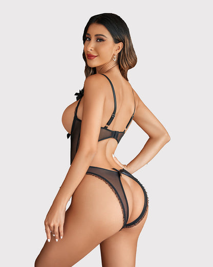 Crotchless Lace Mini Bodysuit