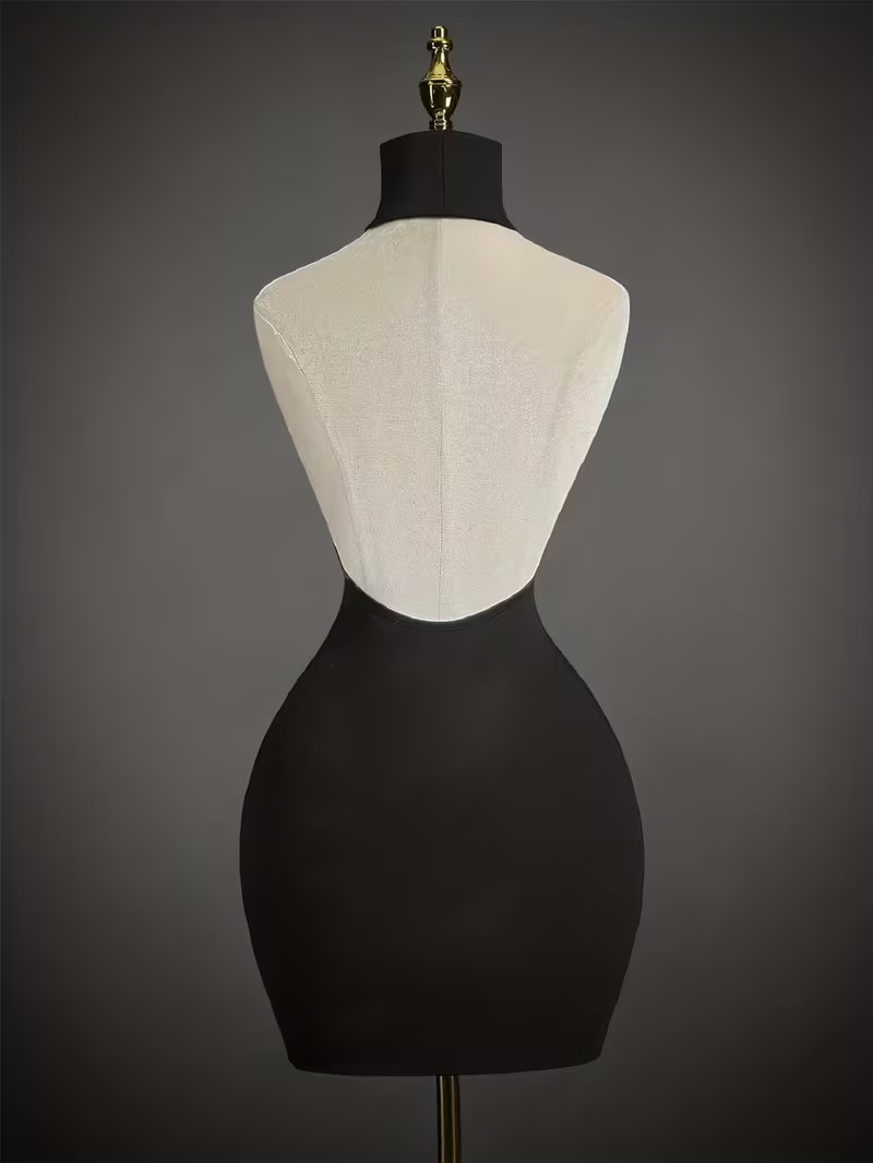 Y2K Rhinestone Backless Halter Neck Mini Dress