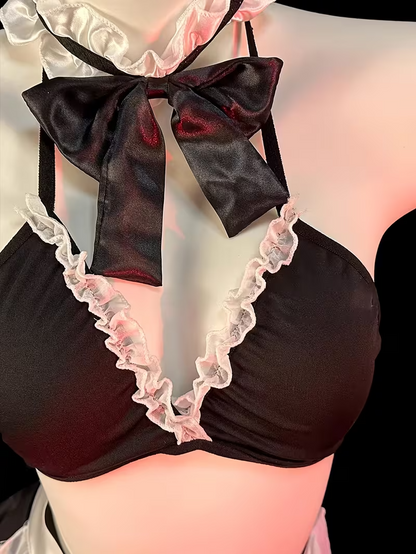 Women’s Sexy Maid Costume with Belt Detail